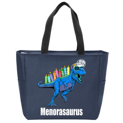 Menorasaurus T Rex Hanukkah Funny Dino Zip Tote Bag