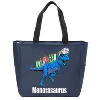 Menorasaurus T Rex Hanukkah Funny Dino Zip Tote Bag