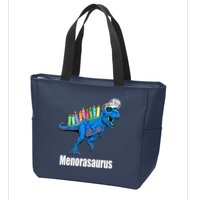 Menorasaurus T Rex Hanukkah Funny Dino Zip Tote Bag