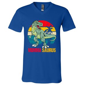 Mommasaurus T Rex Dinosaur Family Matching Momma Saurus Gift V-Neck T-Shirt