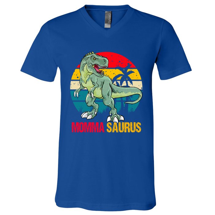 Mommasaurus T Rex Dinosaur Family Matching Momma Saurus Gift V-Neck T-Shirt