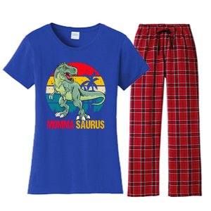 Mommasaurus T Rex Dinosaur Family Matching Momma Saurus Gift Women's Flannel Pajama Set