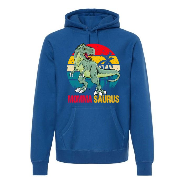 Mommasaurus T Rex Dinosaur Family Matching Momma Saurus Gift Premium Hoodie