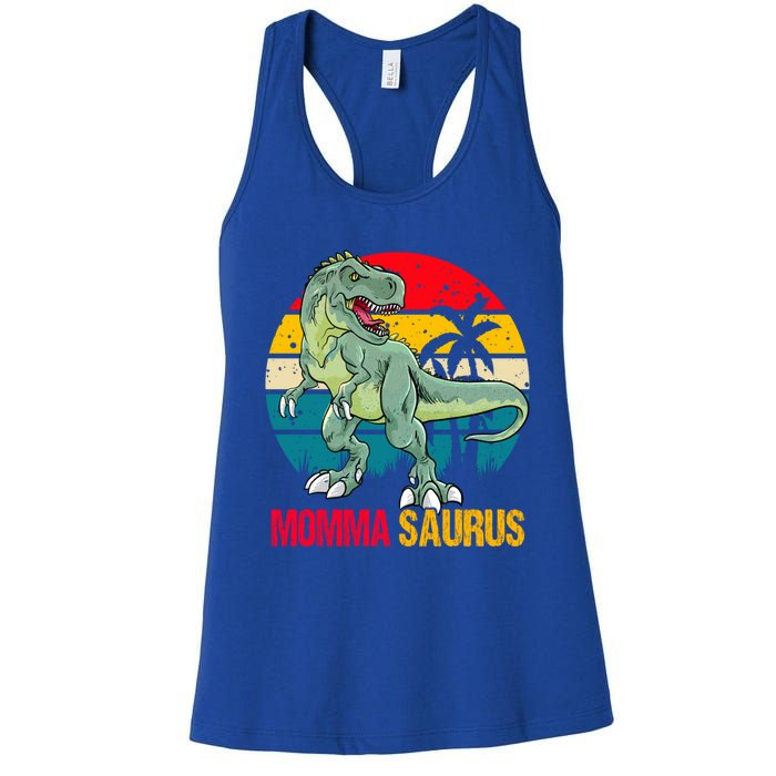 Mommasaurus T Rex Dinosaur Family Matching Momma Saurus Gift Women's Racerback Tank