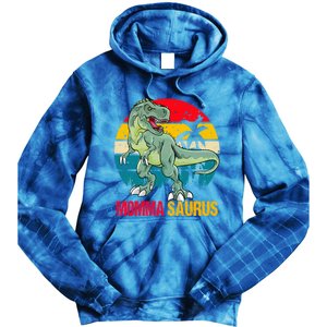 Mommasaurus T Rex Dinosaur Family Matching Momma Saurus Gift Tie Dye Hoodie