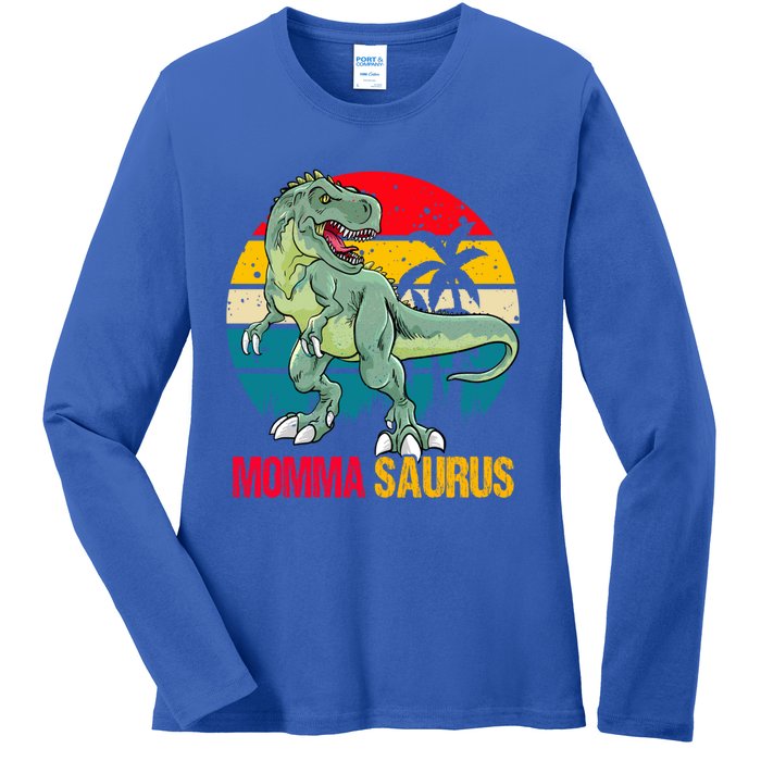 Mommasaurus T Rex Dinosaur Family Matching Momma Saurus Gift Ladies Long Sleeve Shirt