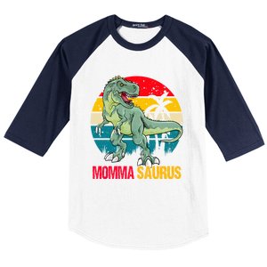 Mommasaurus T Rex Dinosaur Family Matching Momma Saurus Gift Baseball Sleeve Shirt