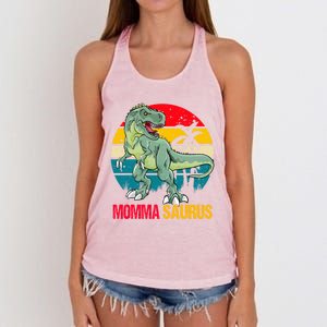 Mommasaurus T Rex Dinosaur Family Matching Momma Saurus Gift Women's Knotted Racerback Tank