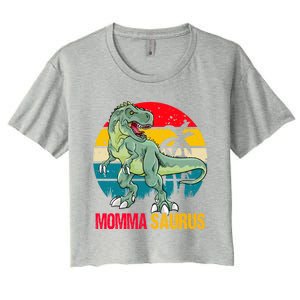 Mommasaurus T Rex Dinosaur Family Matching Momma Saurus Gift Women's Crop Top Tee