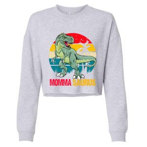 Mommasaurus T Rex Dinosaur Family Matching Momma Saurus Gift Cropped Pullover Crew