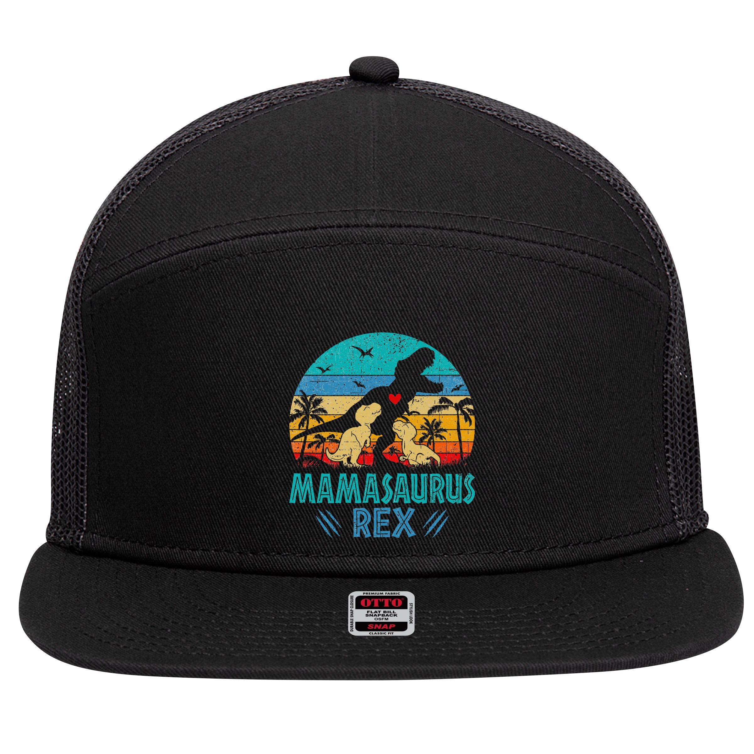 Mamasaurus T Rex Dinosaur Mama Saurus 7 Panel Mesh Trucker Snapback Hat
