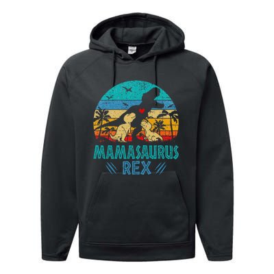 Mamasaurus T Rex Dinosaur Mama Saurus Performance Fleece Hoodie