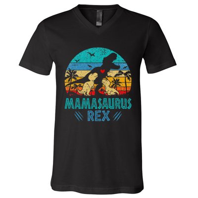 Mamasaurus T Rex Dinosaur Mama Saurus V-Neck T-Shirt