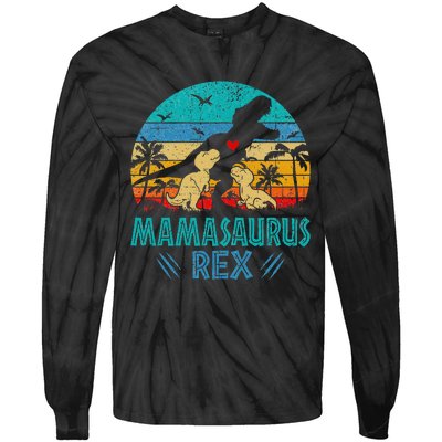 Mamasaurus T Rex Dinosaur Mama Saurus Tie-Dye Long Sleeve Shirt