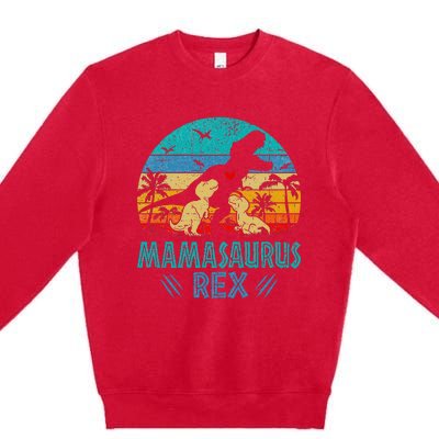 Mamasaurus T Rex Dinosaur Mama Saurus Premium Crewneck Sweatshirt