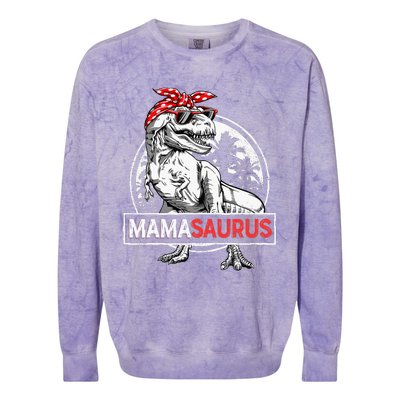 Mamasaurus T Rex Dinosaur Funny Mama Saurus Colorblast Crewneck Sweatshirt