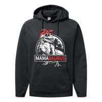 Mamasaurus T Rex Dinosaur Funny Mama Saurus Performance Fleece Hoodie