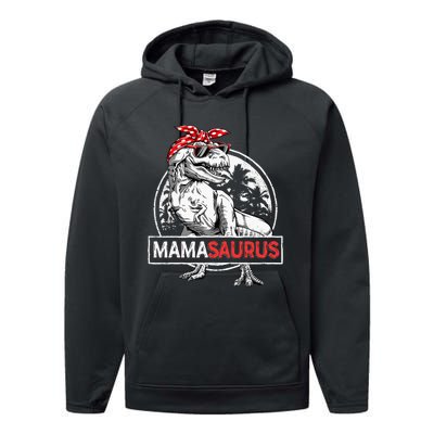 Mamasaurus T Rex Dinosaur Funny Mama Saurus Performance Fleece Hoodie