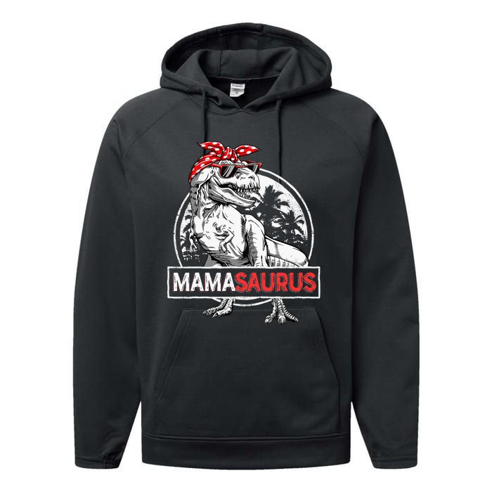 Mamasaurus T Rex Dinosaur Funny Mama Saurus Performance Fleece Hoodie