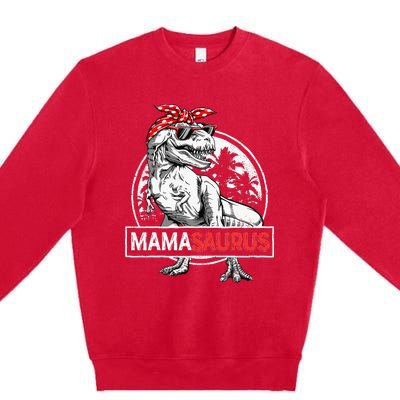 Mamasaurus T Rex Dinosaur Funny Mama Saurus Premium Crewneck Sweatshirt