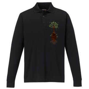 Musical Tree Root Guitar Performance Long Sleeve Polo