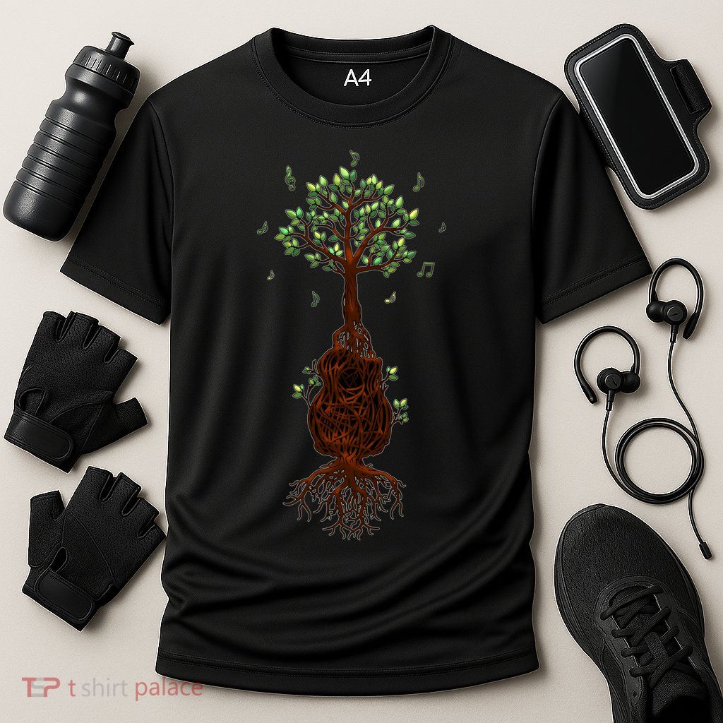 Musical Tree Root Guitar Performance Shirt