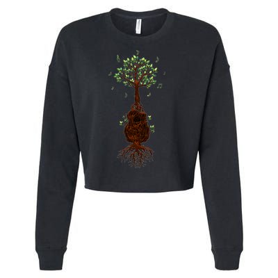 Musical Tree Root Guitar Cropped Pullover Crew