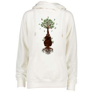 Musical Tree Root Guitar Womens Funnel Neck Pullover Hood