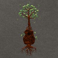 Musical Tree Root Guitar Cotton Canvas Backpack
