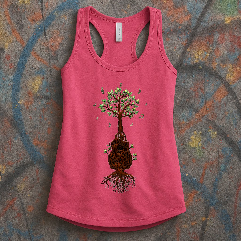 Musical Tree Root Guitar Womens Tank Top