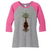 Musical Tree Root Guitar Women's Tri-Blend 3/4-Sleeve Raglan Shirt