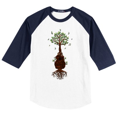 Musical Tree Root Guitar Baseball Sleeve Shirt