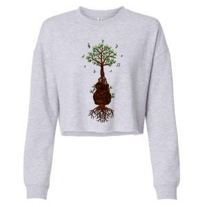 Musical Tree Root Guitar Cropped Pullover Crew