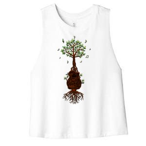 Musical Tree Root Guitar Women's Racerback Cropped Tank