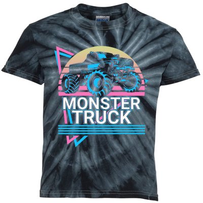 Monster Truck Retro Kids Tie-Dye T-Shirt