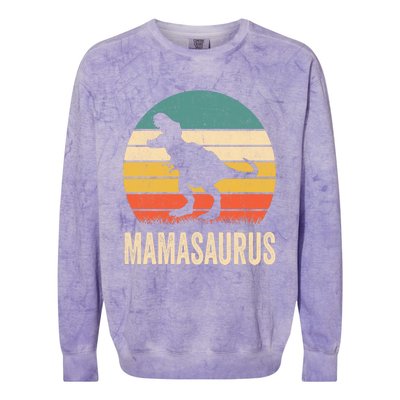 Mamasaurus T Rex Dinosaur Mama Saurus Family Matching Women Sweat Colorblast Crewneck Sweatshirt