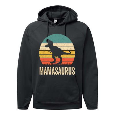 Mamasaurus T Rex Dinosaur Mama Saurus Family Matching Women Sweat Performance Fleece Hoodie