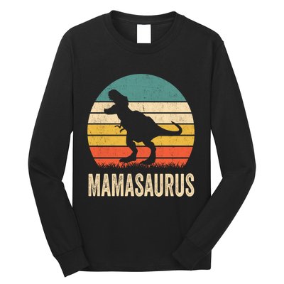 Mamasaurus T Rex Dinosaur Mama Saurus Family Matching Women Sweat Long Sleeve Shirt