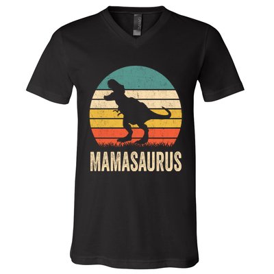 Mamasaurus T Rex Dinosaur Mama Saurus Family Matching Women Sweat V-Neck T-Shirt