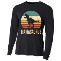 Mamasaurus T Rex Dinosaur Mama Saurus Family Matching Women Sweat Cooling Performance Long Sleeve Crew