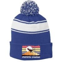 Mommysaurus T Rex Mommy Saurus Dinosaur Funny Mother Funny Gift Stripe Pom Pom Beanie