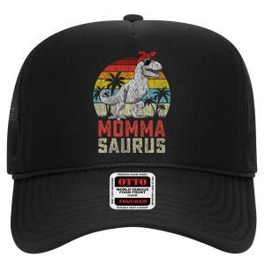 Mommasaurus T Rex Dinosaur Momma Saurus MotherS Family High Crown Mesh Back Trucker Hat