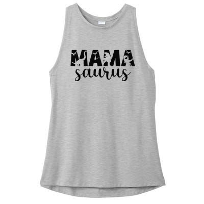 MamaSaurus T rex Dinosaur Funny Mama Saurus Mother's Day Ladies PosiCharge Tri-Blend Wicking Tank