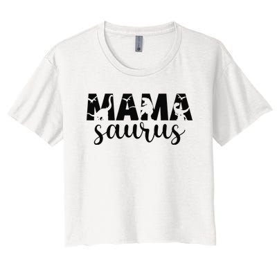 MamaSaurus T rex Dinosaur Funny Mama Saurus Mother's Day Women's Crop Top Tee