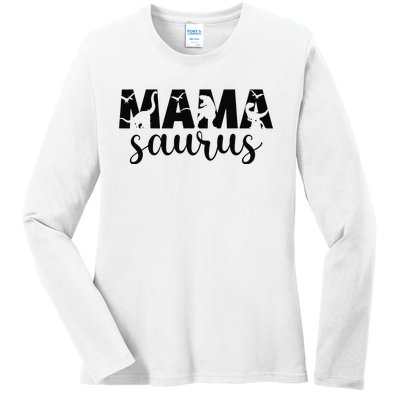 MamaSaurus T rex Dinosaur Funny Mama Saurus Mother's Day Ladies Long Sleeve Shirt