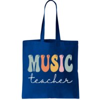 Music Teacher Retro Groovy Vintage Happy First Day Of School Funny Gift Tote Bag