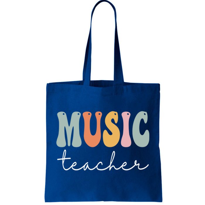 Music Teacher Retro Groovy Vintage Happy First Day Of School Funny Gift Tote Bag