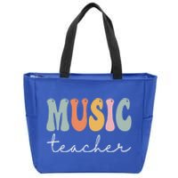 Music Teacher Retro Groovy Vintage Happy First Day Of School Funny Gift Zip Tote Bag