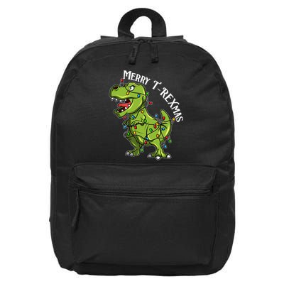 Merry T Rexmas Trex Christmas 16 in Basic Backpack