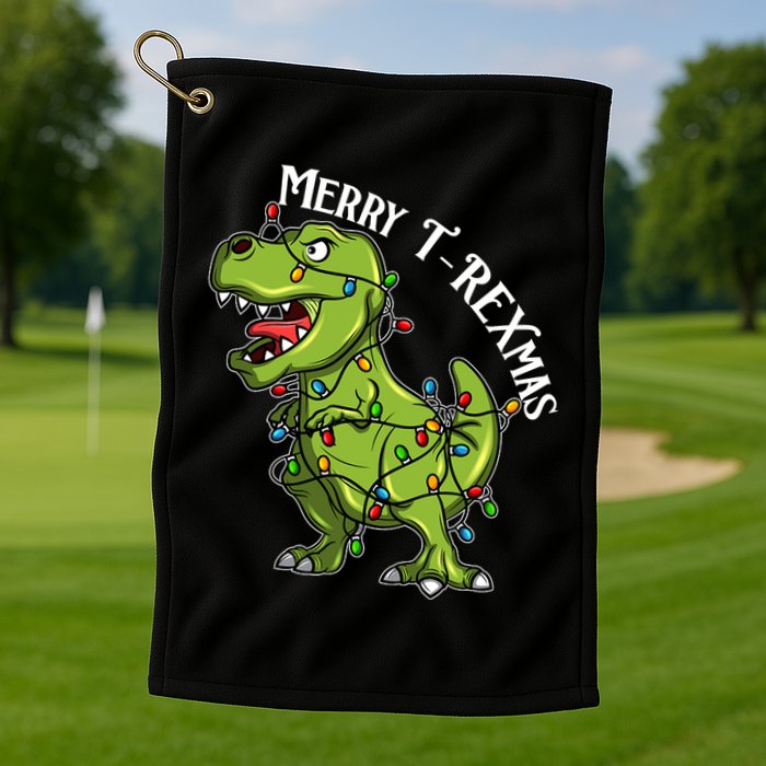 Merry T Rexmas Trex Christmas Golf Towel